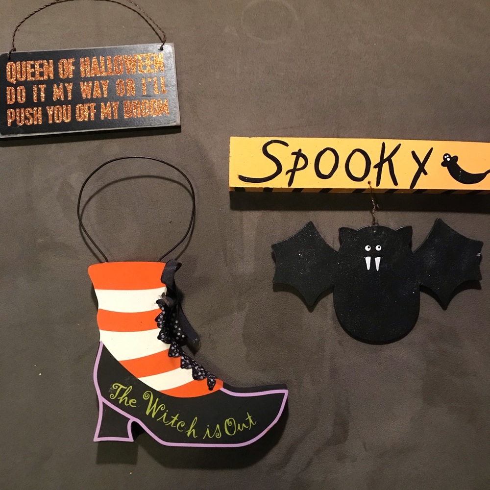Wooden Halloween decorations - set of 3